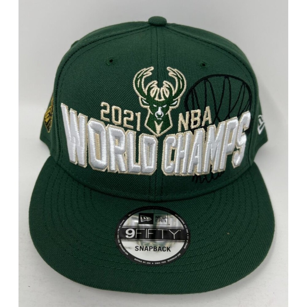 Milwaukee Bucks 2021 NBA World Champs New Era 9FIFTY Snapback Hat Green Cap